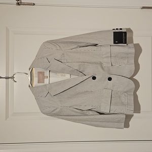 Cropped sleeve casual pinstripe blazer